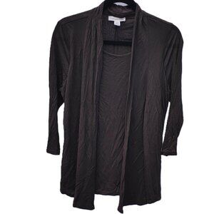Coldwater Creek Brown Shirt Blouse with Fake Cardigan Size Medium (10-12) Modal